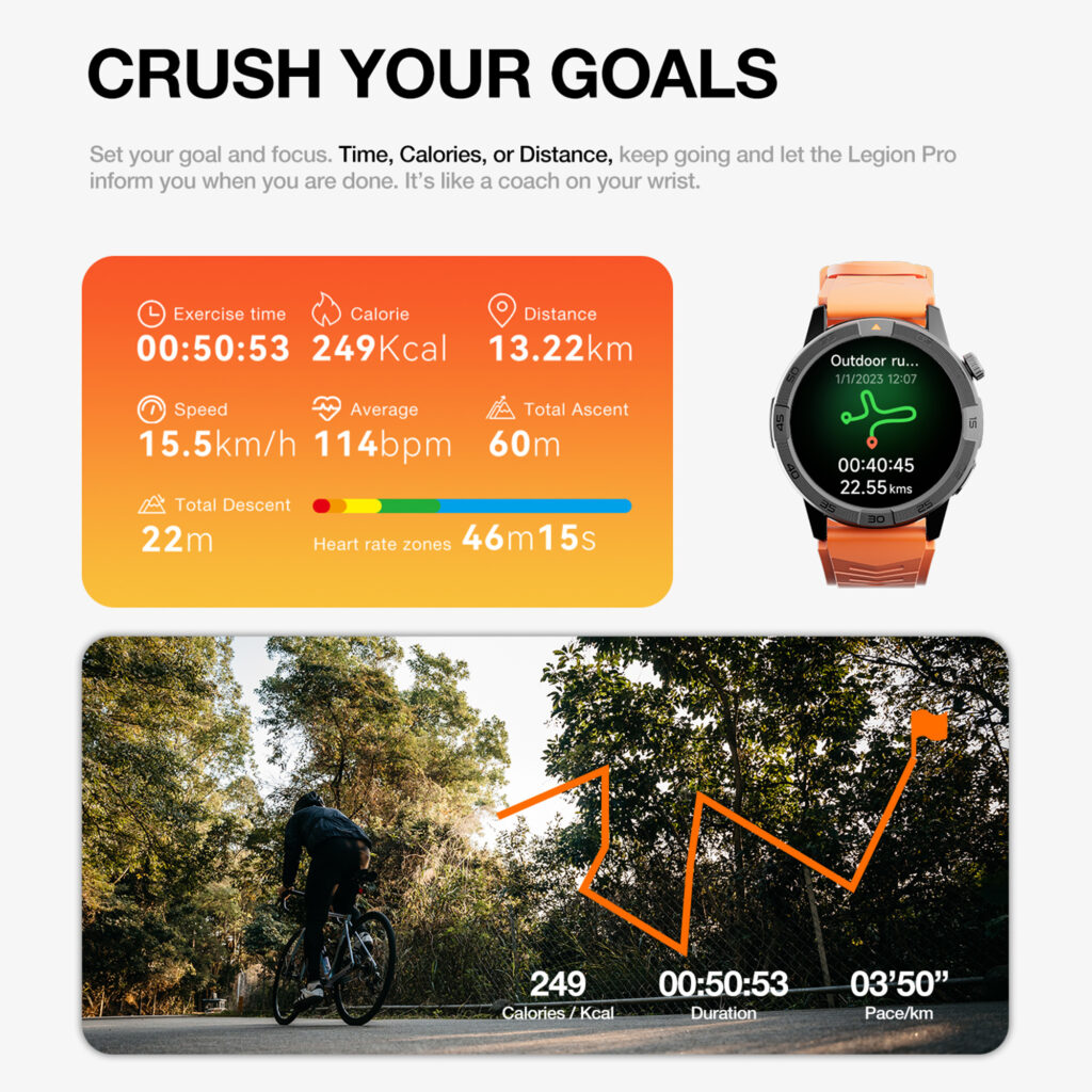 Long battery life smartwatch with GPS and Bluetooth calling