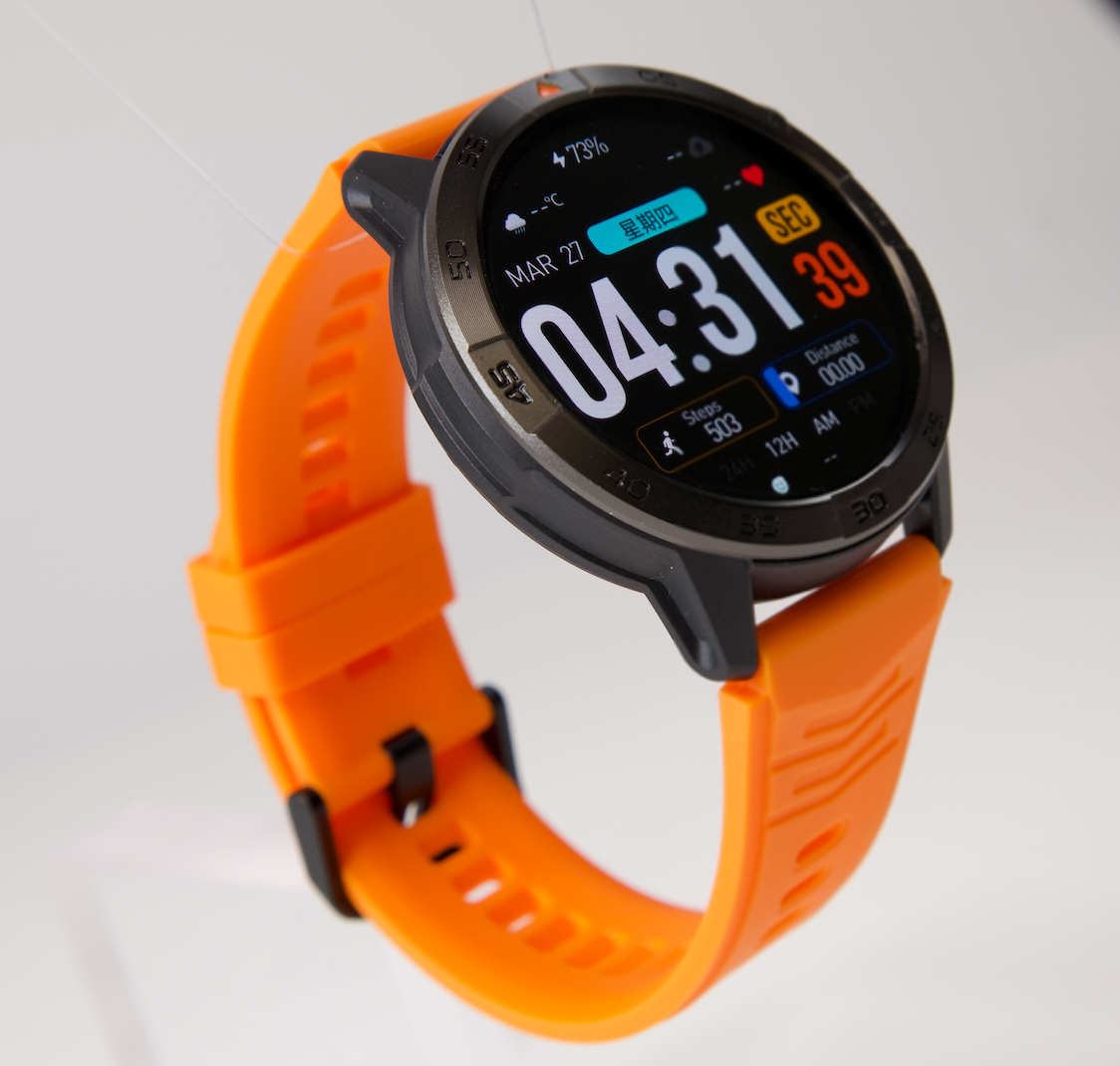 best smartwatch with 30 day battery life orange strap bluetooth calling GPS