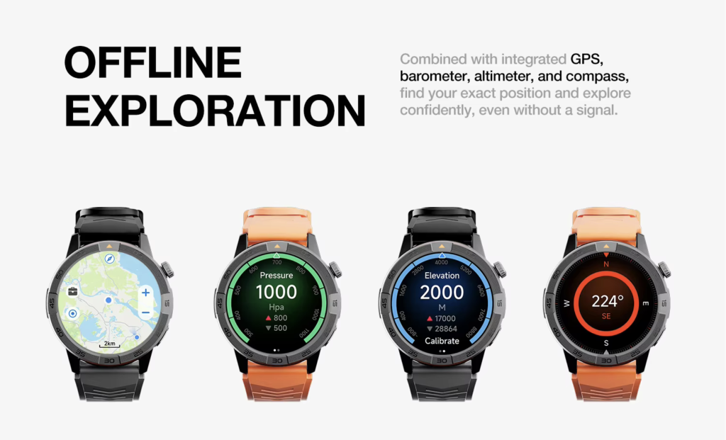 smartwatch with GPS offline maps compass and navigation for commuting