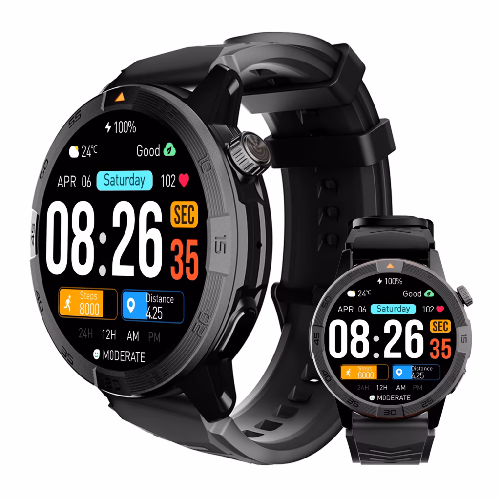 Affordable smartwatch with long battery life and calling in black